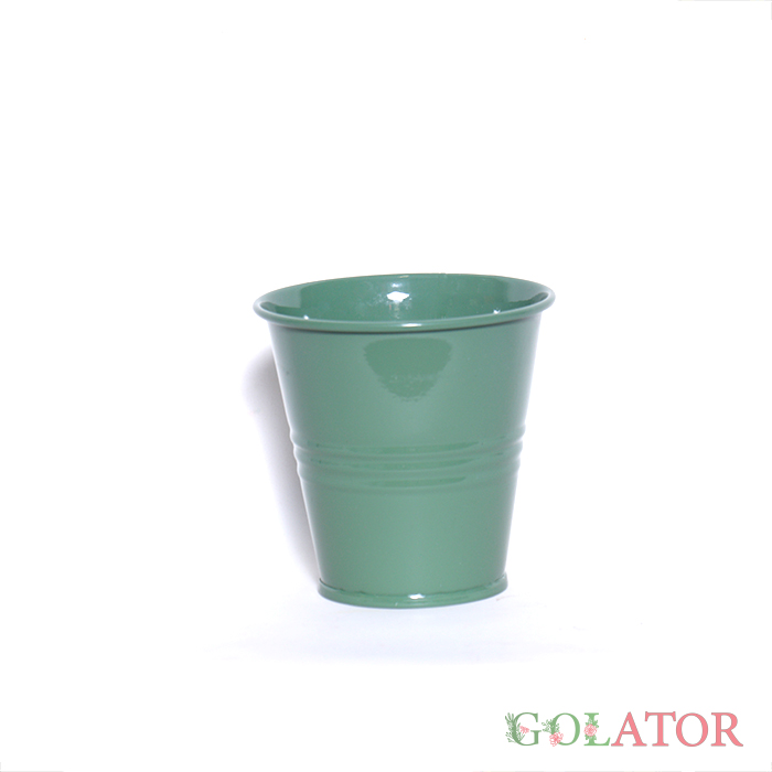 گلدان فلزی سایز کوچک رنگ خزه ای 
