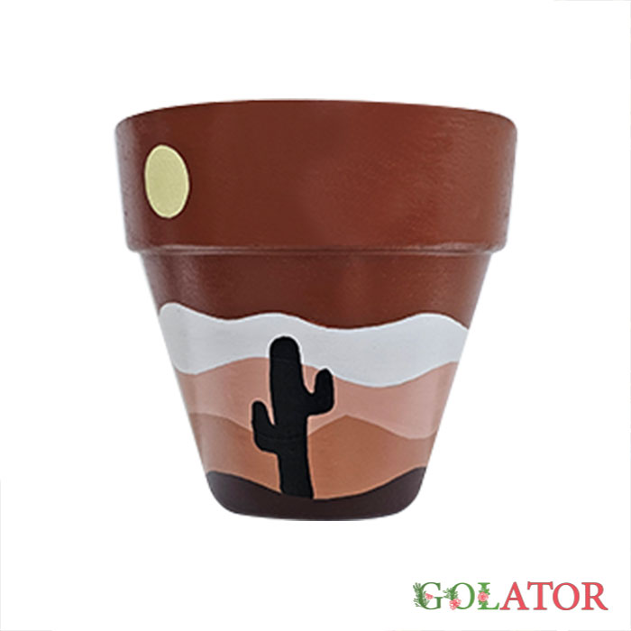 گلدان سفالی طرح کاکتوس 