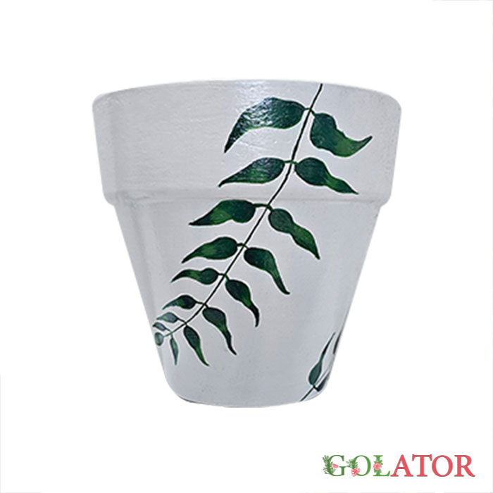 گلدان سفالی طرح برگ 