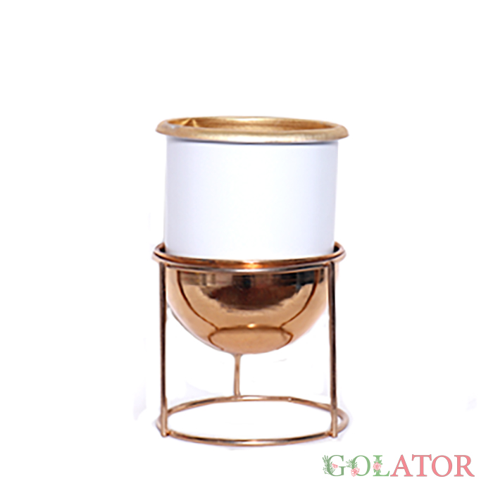 گلدان فلزی پایه دار ته گرد 