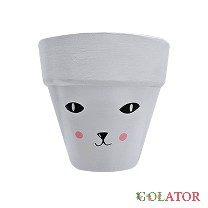 گلدان سفالی فانتزی طرح گربه 